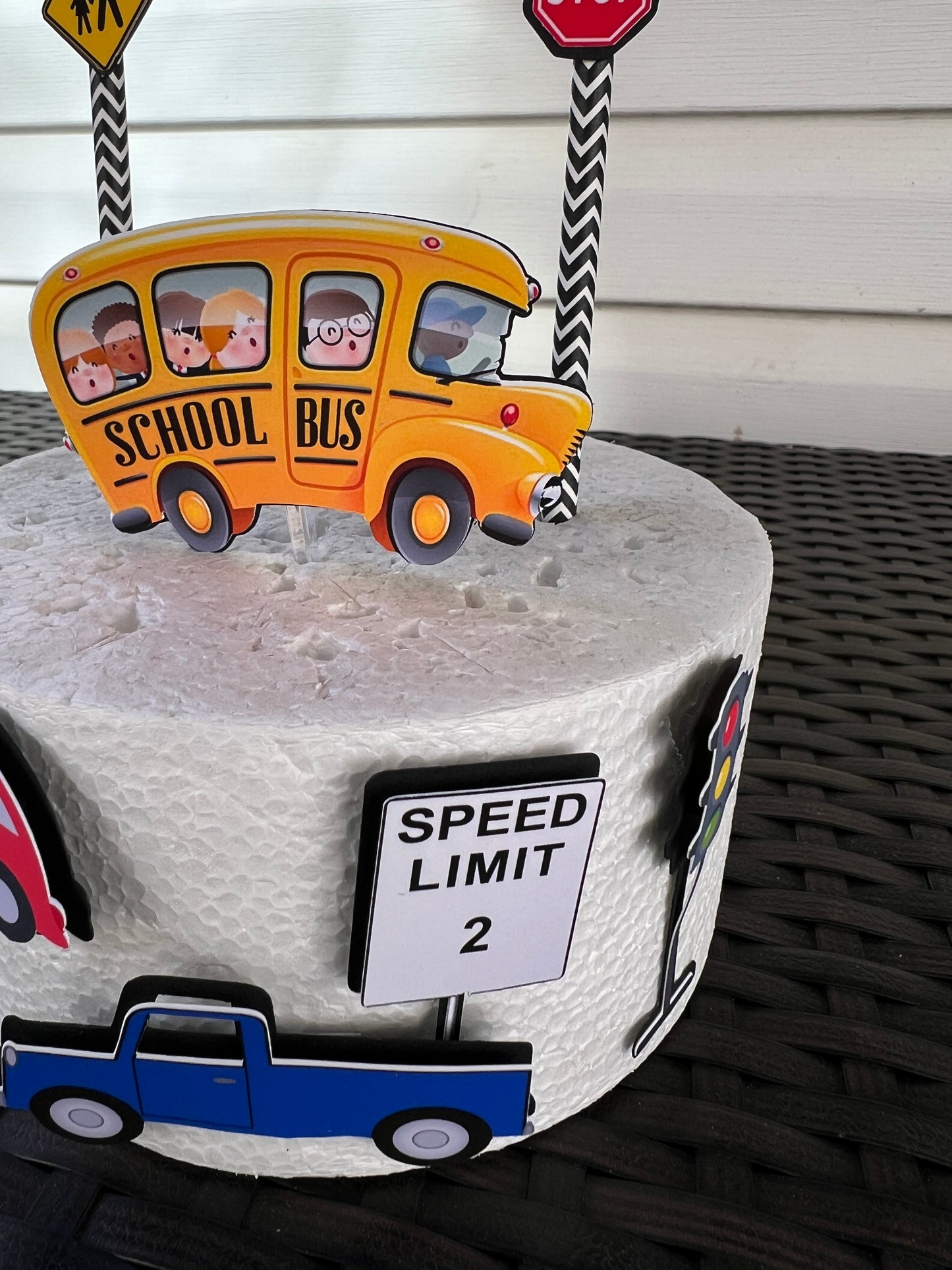 school bus cake topper