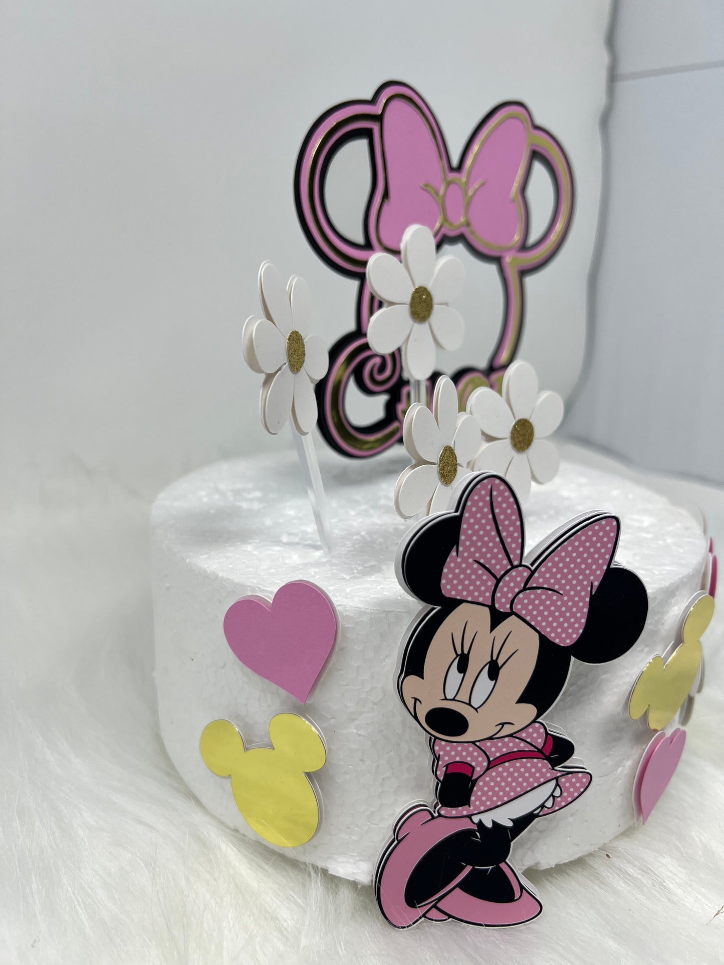 Minnie Mouse Cake Topper, Minnie Mouse Birthday Topper,Minnie Mouse Birthday, Minnie, Minnie Mouse Cake Topper, Pink and Gold Minnie Mouse