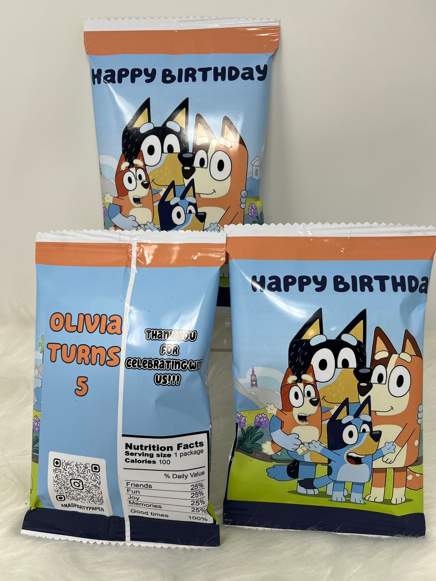 Custom Chips Bags, Bluey Birthday Chips, Birthday Chips