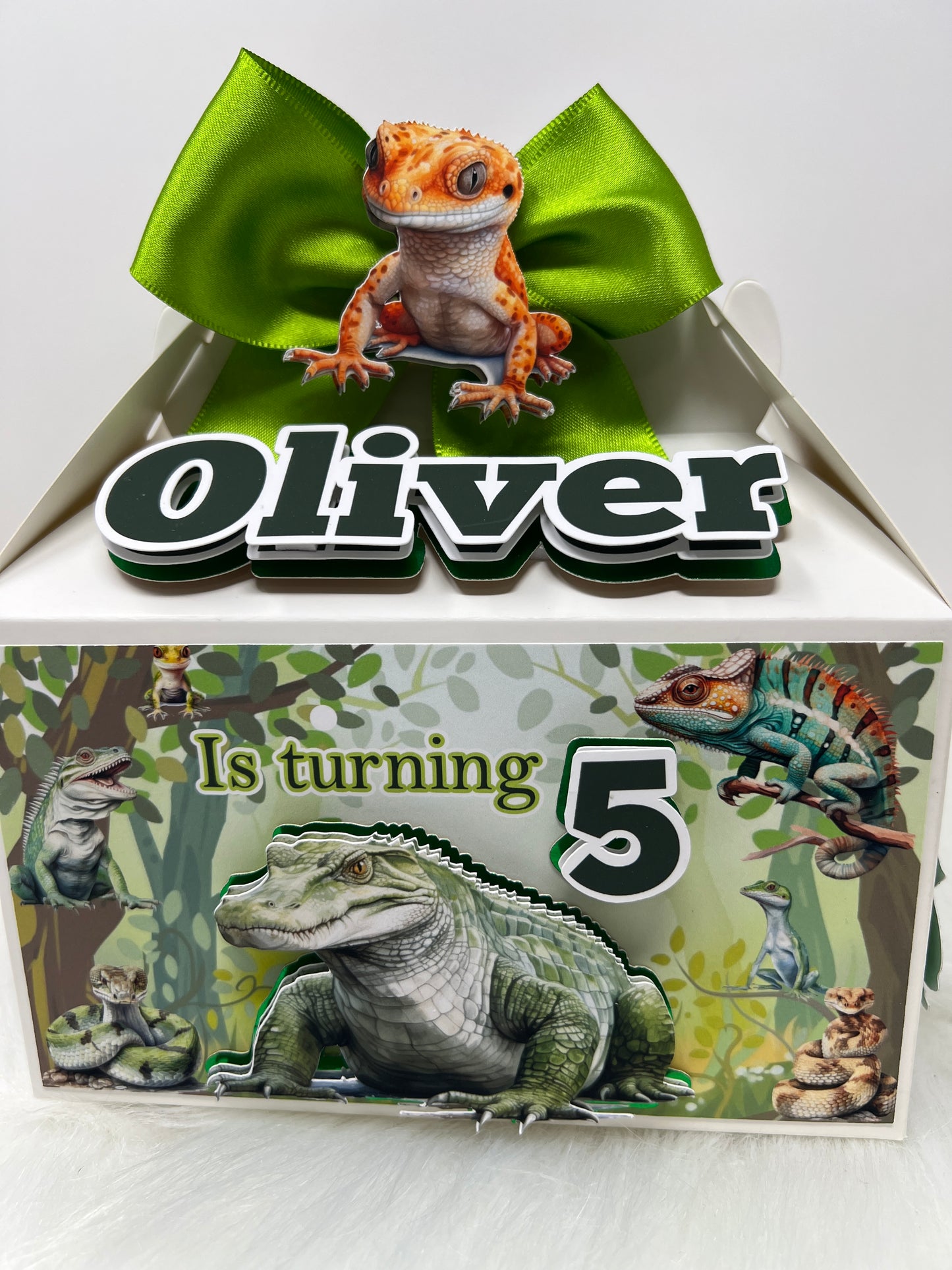 Réptil birthday, réptil gable box, Alligator Gable box, alligator party, 3D gable box, reptile party
